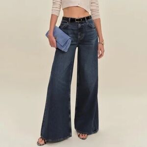 Reformation Addyson high rise wide leg jeans 27 ozark blue rigid denim NWT